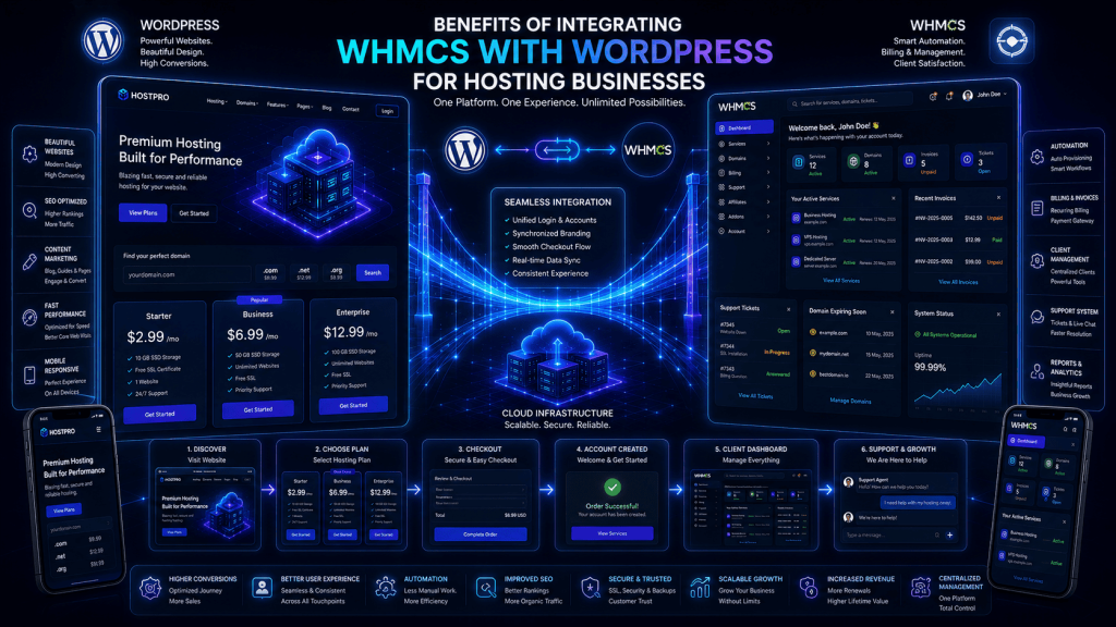 Benefits of Integrating WHMCS with WordPress for Hosting Businesses